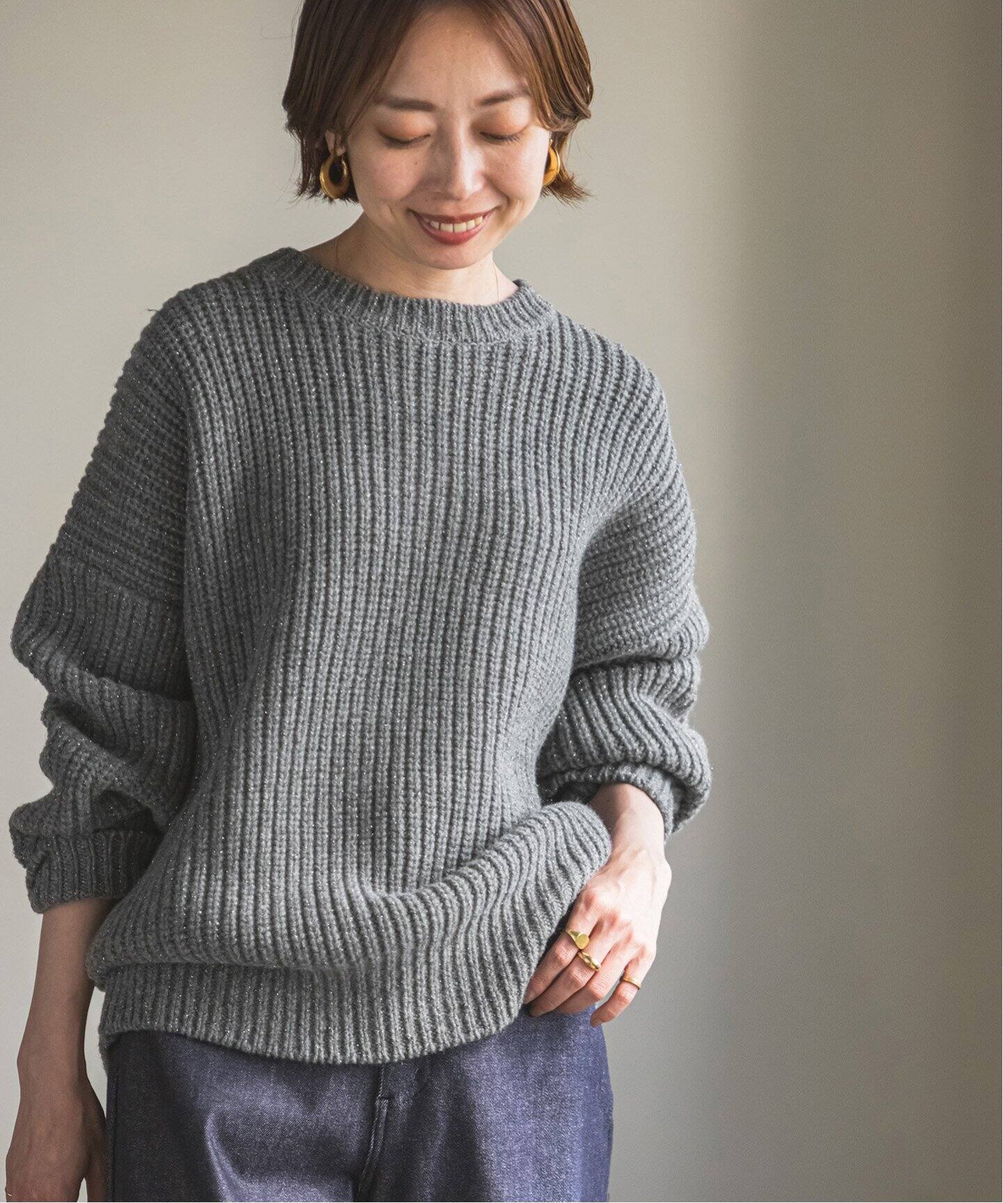 ラメ畦編みプルオーバー（ニット／セーター）｜NOBLE（ノーブル）の  