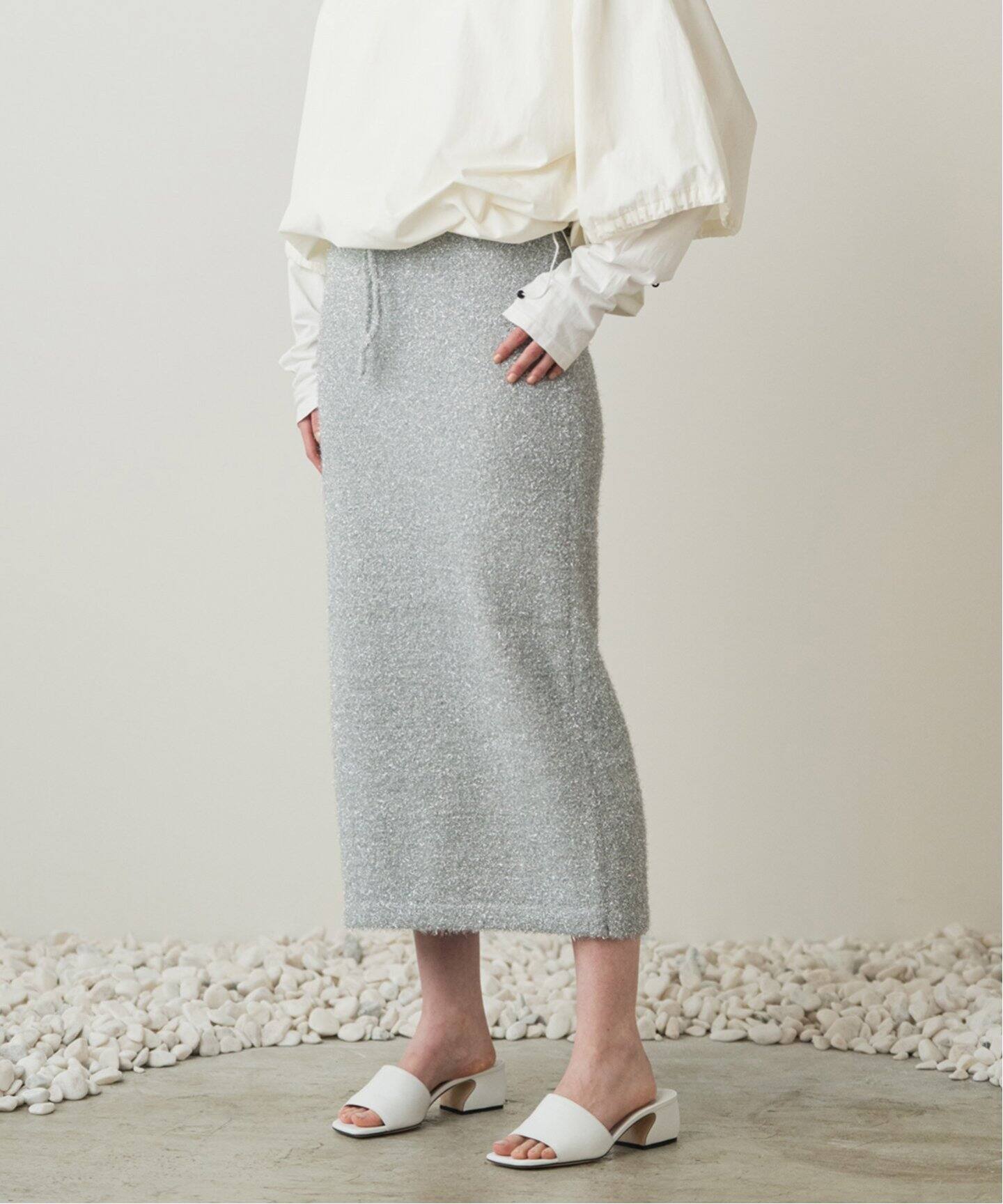 SILVER ラメスカート（ロング・マキシ丈スカート）｜CALMER（カル  