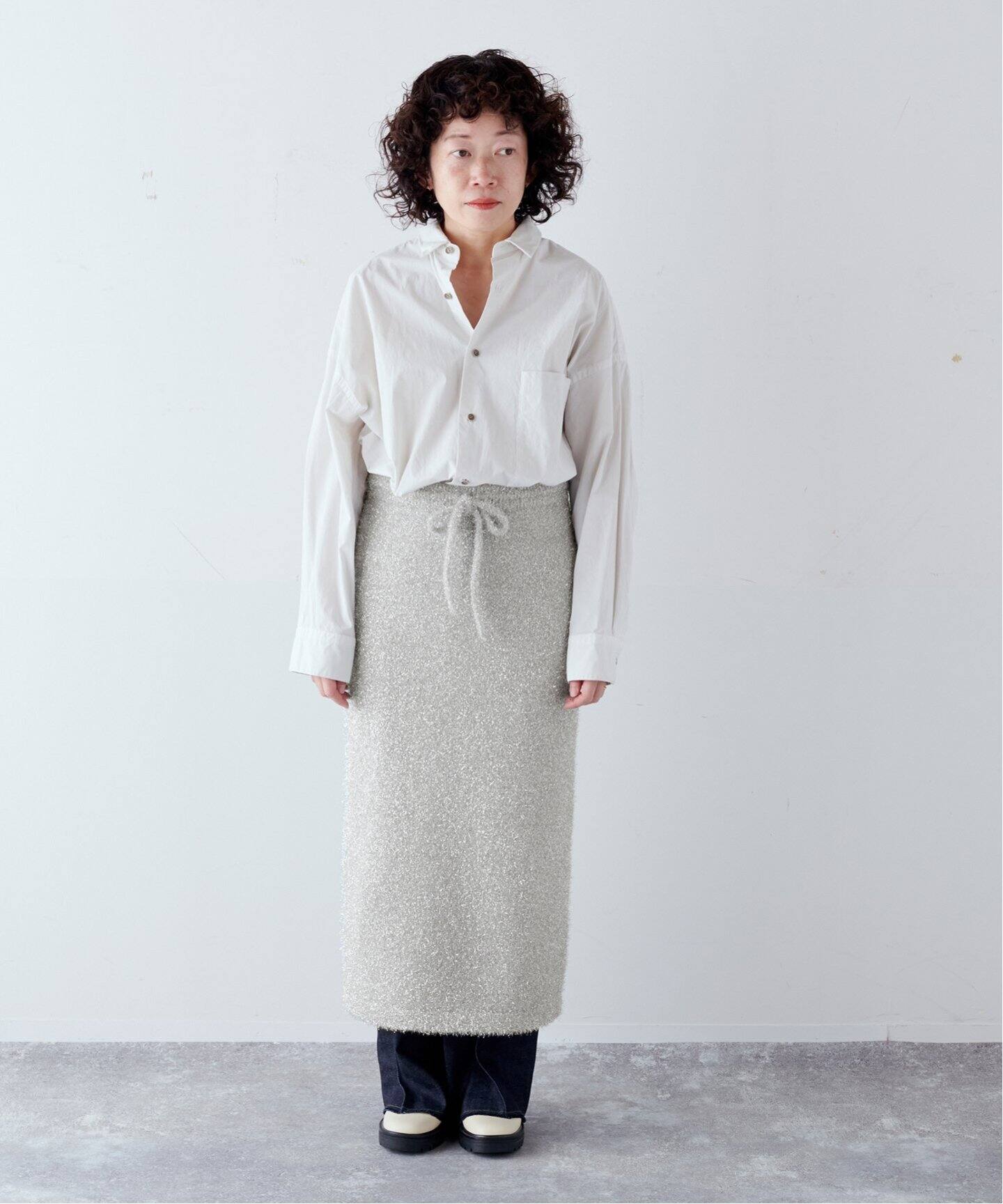 SILVER ラメスカート（ロング・マキシ丈スカート）｜CALMER（カル  
