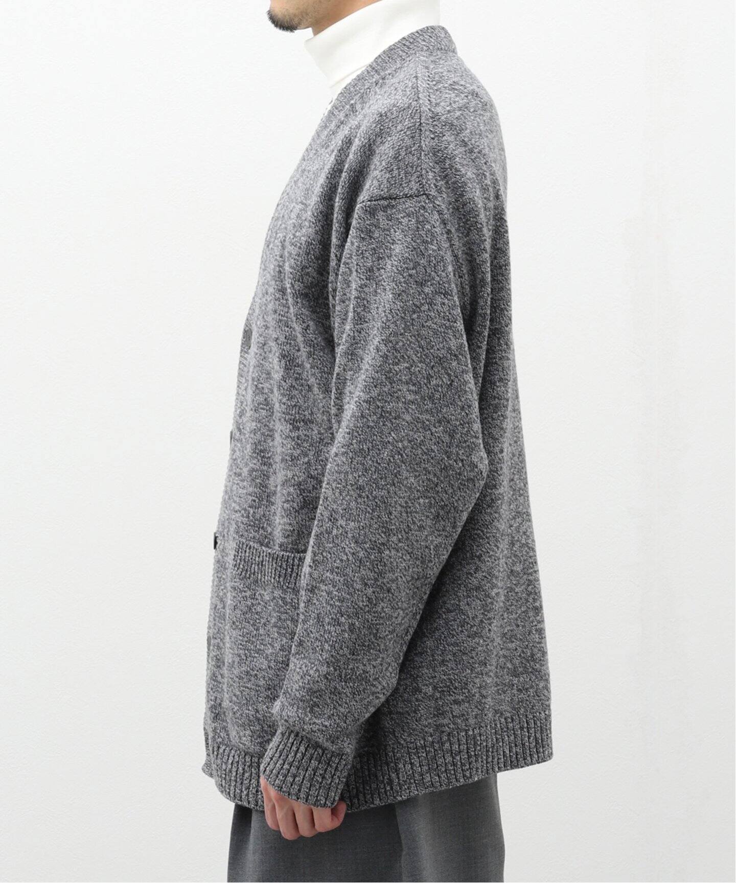 ATON / エイトン】WOOL MOULINE OVERSIZED CARDIGAN（カーディガン 