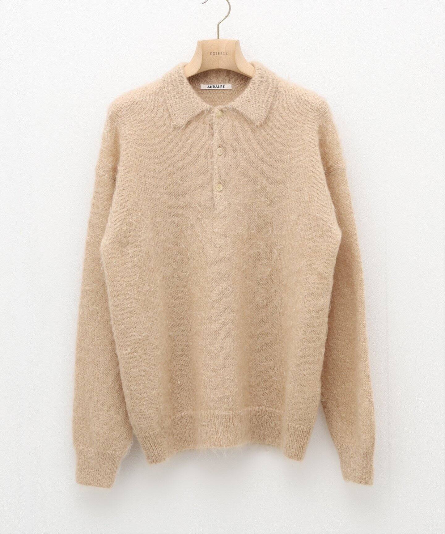 AURALEE / オーラリー】BRUSHED SUPER KID MOHAIR KNIT ポロシャツ  