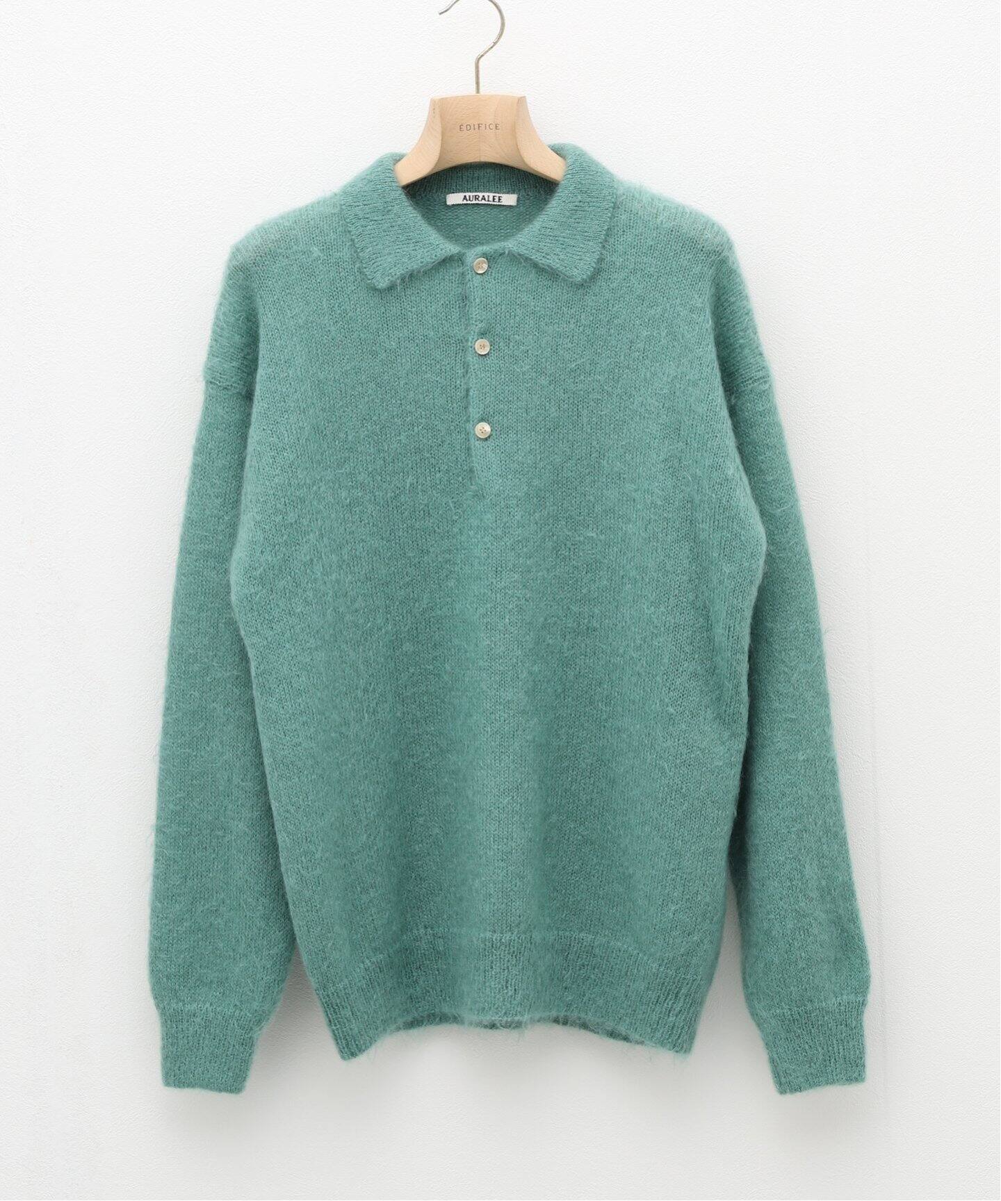 AURALEE / オーラリー】BRUSHED SUPER KID MOHAIR KNIT ポロシャツ 