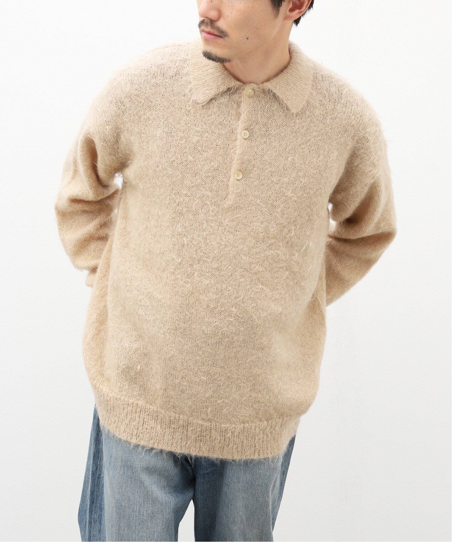 AURALEE / オーラリー】BRUSHED SUPER KID MOHAIR KNIT ポロシャツ 