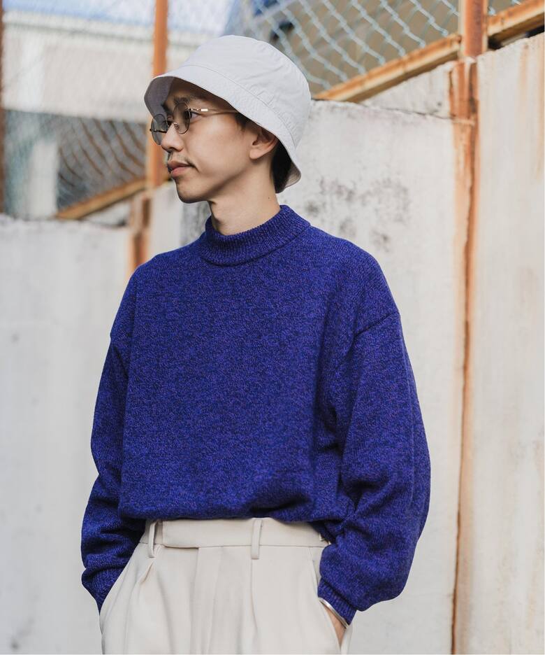 ATON / エイトン】別注 WOOL MOULINE MOCKNECK SWEATER（ニット 