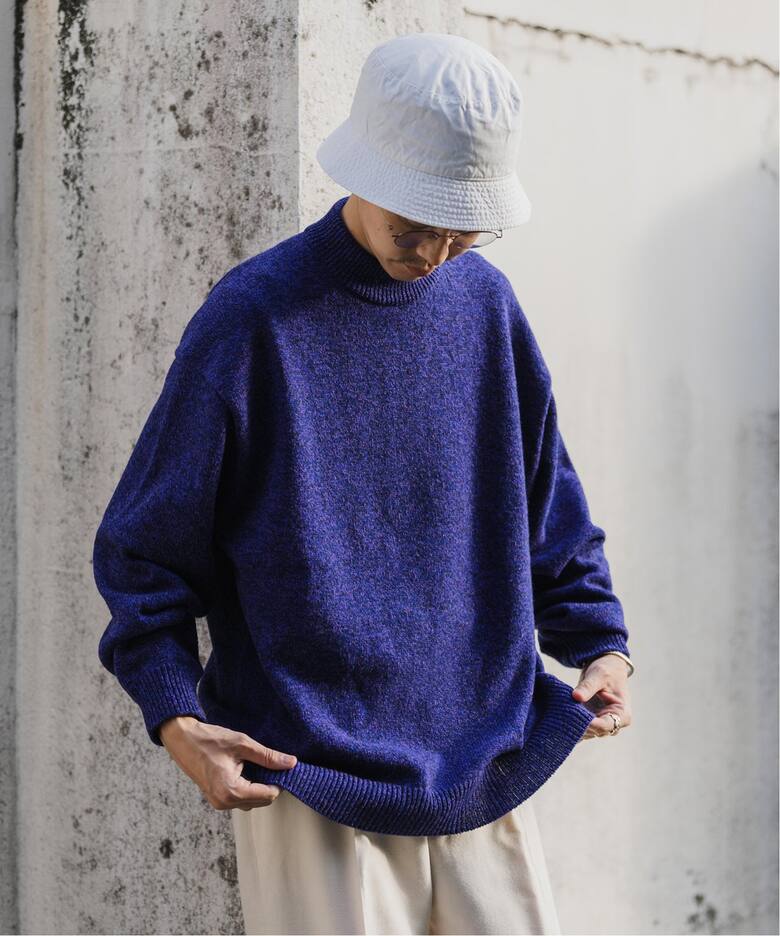 ATON / エイトン】別注 WOOL MOULINE MOCKNECK SWEATER（ニット 
