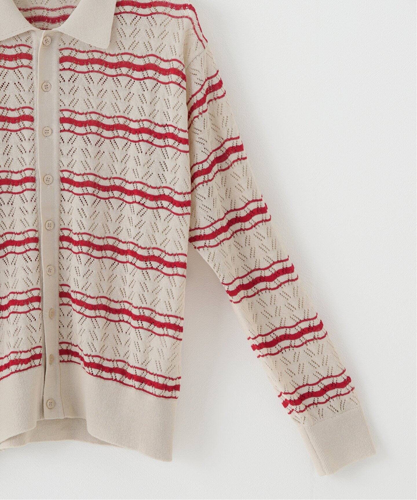 ALLEGE / アレッジ】OPENWARK BORDER CARDIGAN（カーディガン）｜PULP 