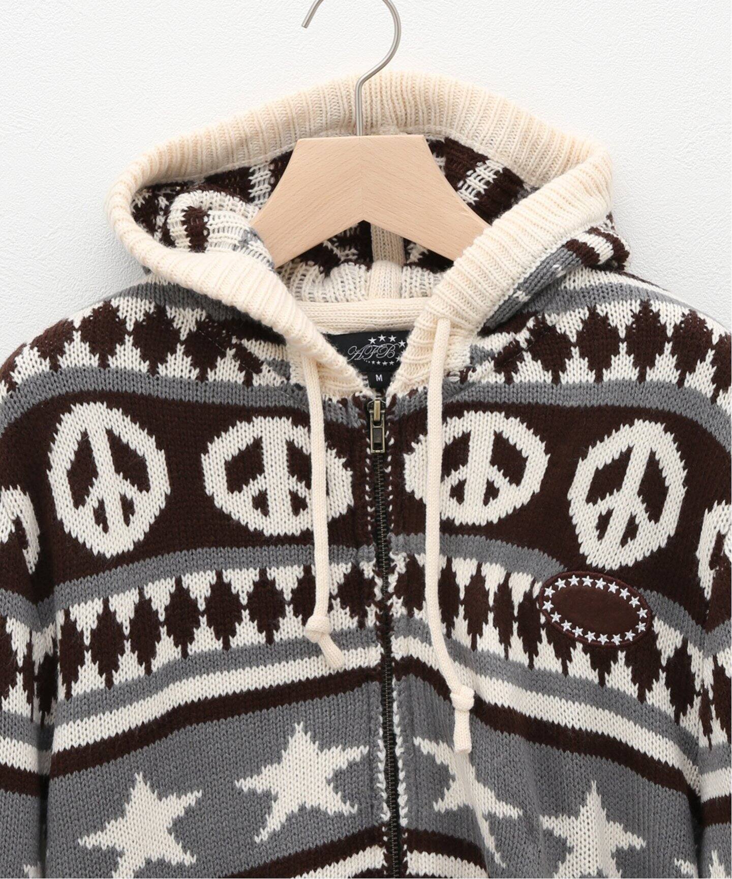 AFB / エーエフビー】PEACE KNIT HOODIE（ニット／セーター 