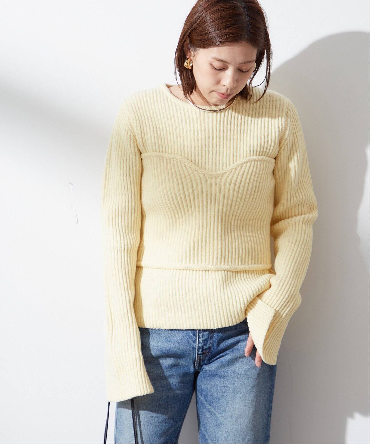 Uhr/ウーア】Bustier Combi Knit：ニット（ニット／セーター  