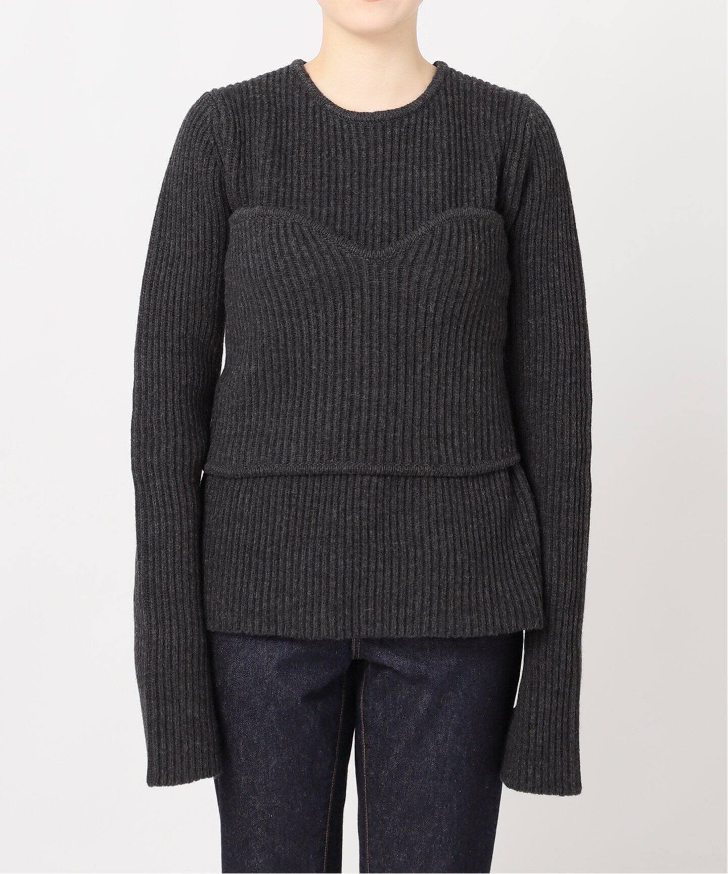 Uhr/ウーア】Bustier Combi Knit：ニット（ニット／セーター 