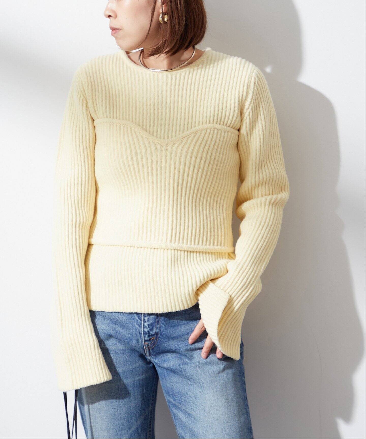 Uhr/ウーア】Bustier Combi Knit：ニット（ニット／セーター 