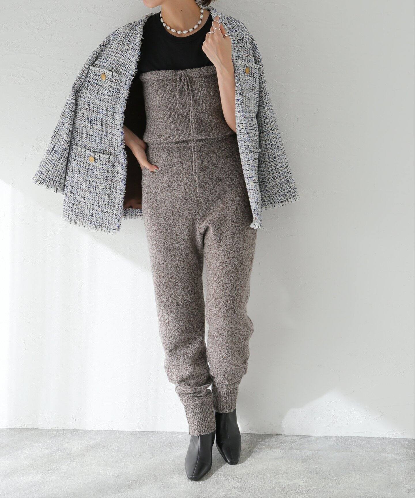 FUMIE TANAKA】 knit high waist PA：チューブトップオールインワン 