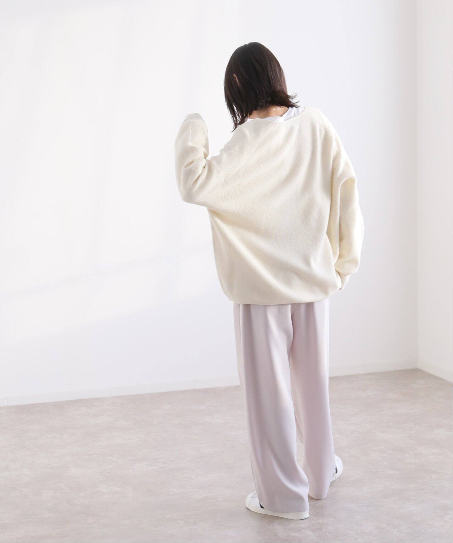 セール】畦編み深みVネックニットプルオーバー【7色展開