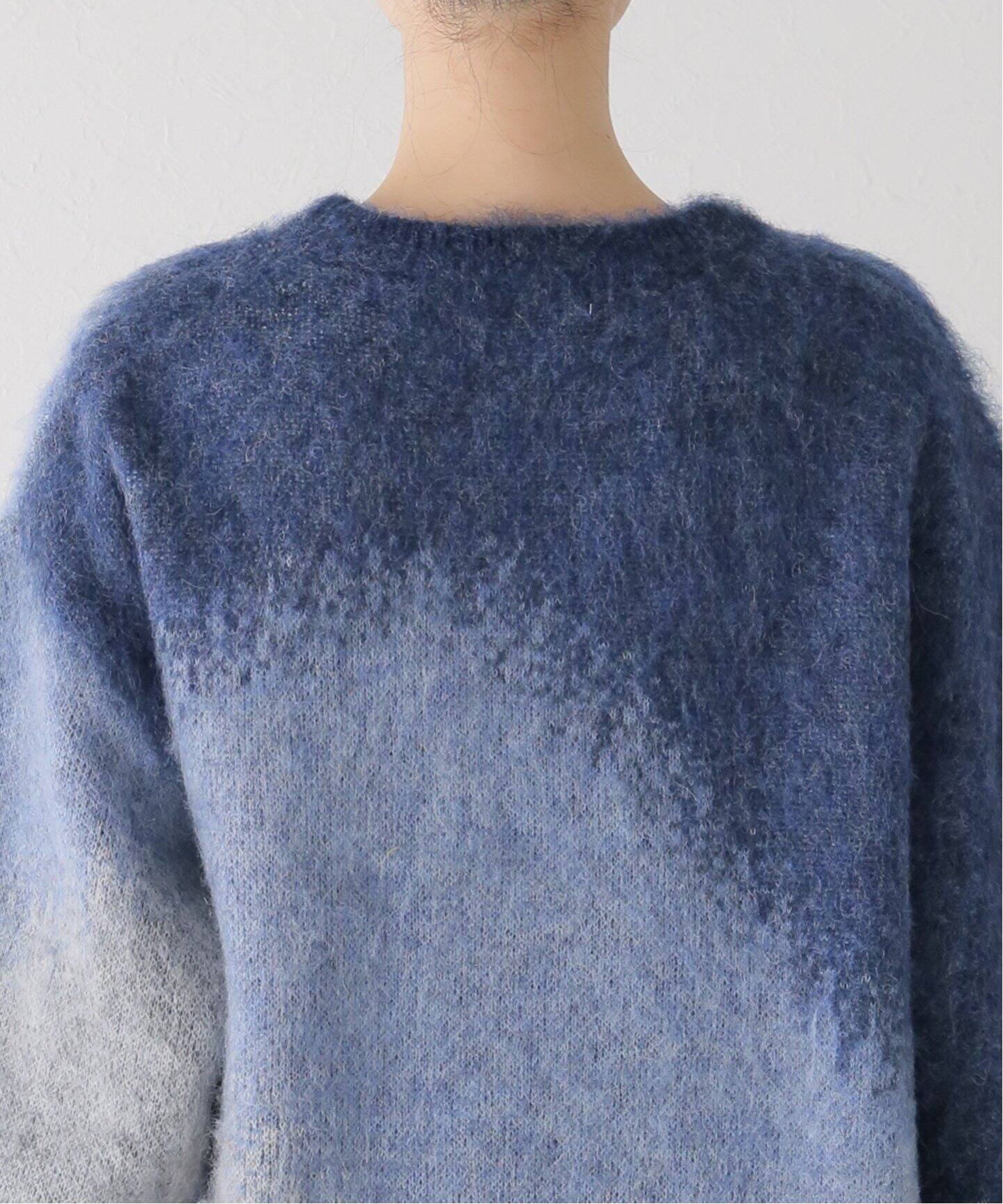 YOKE GRADATION BORDER CREW KNIT