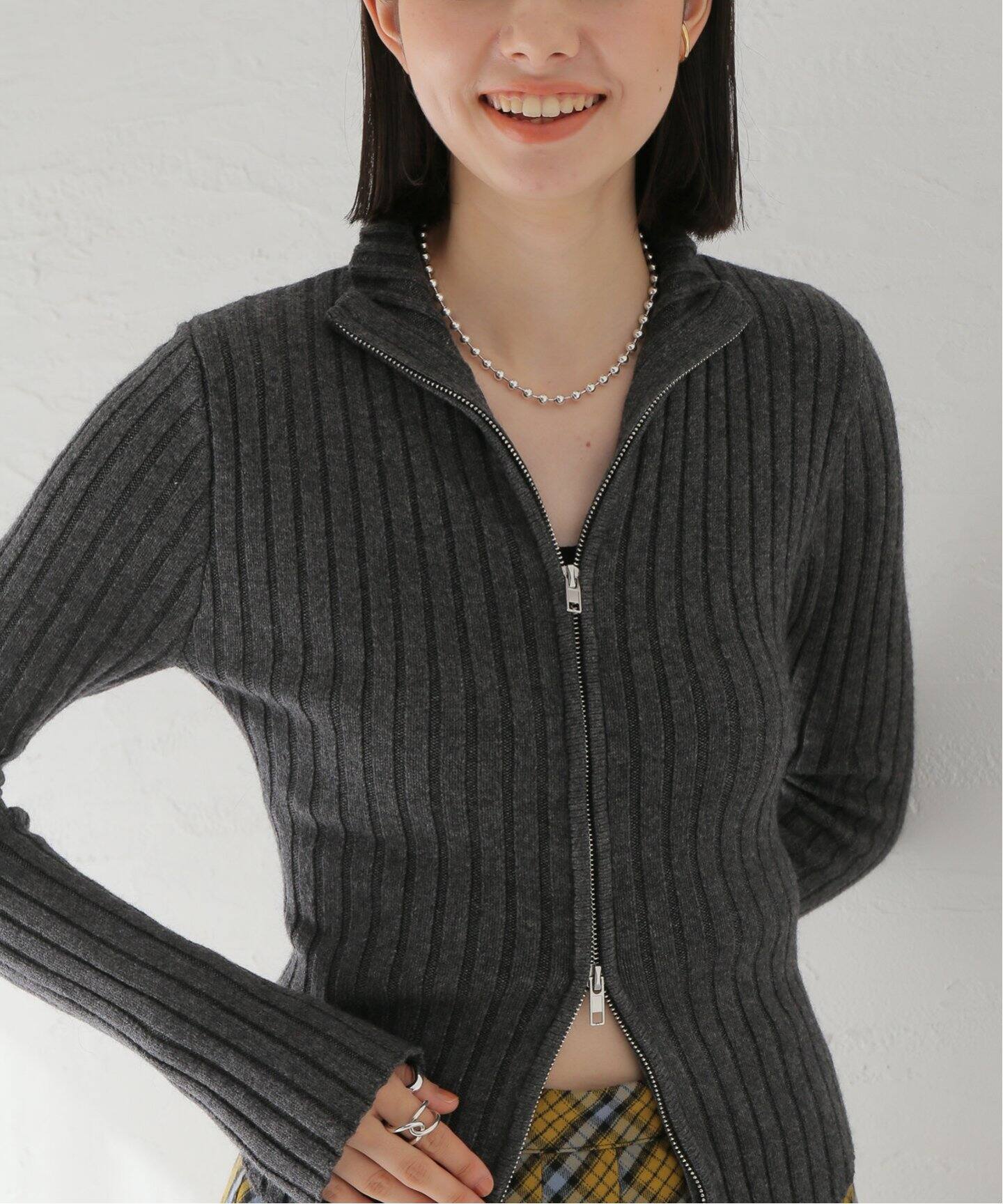 Danielle Guizio】NELL ZIP UP：ニットカーディガン（カーディガン  