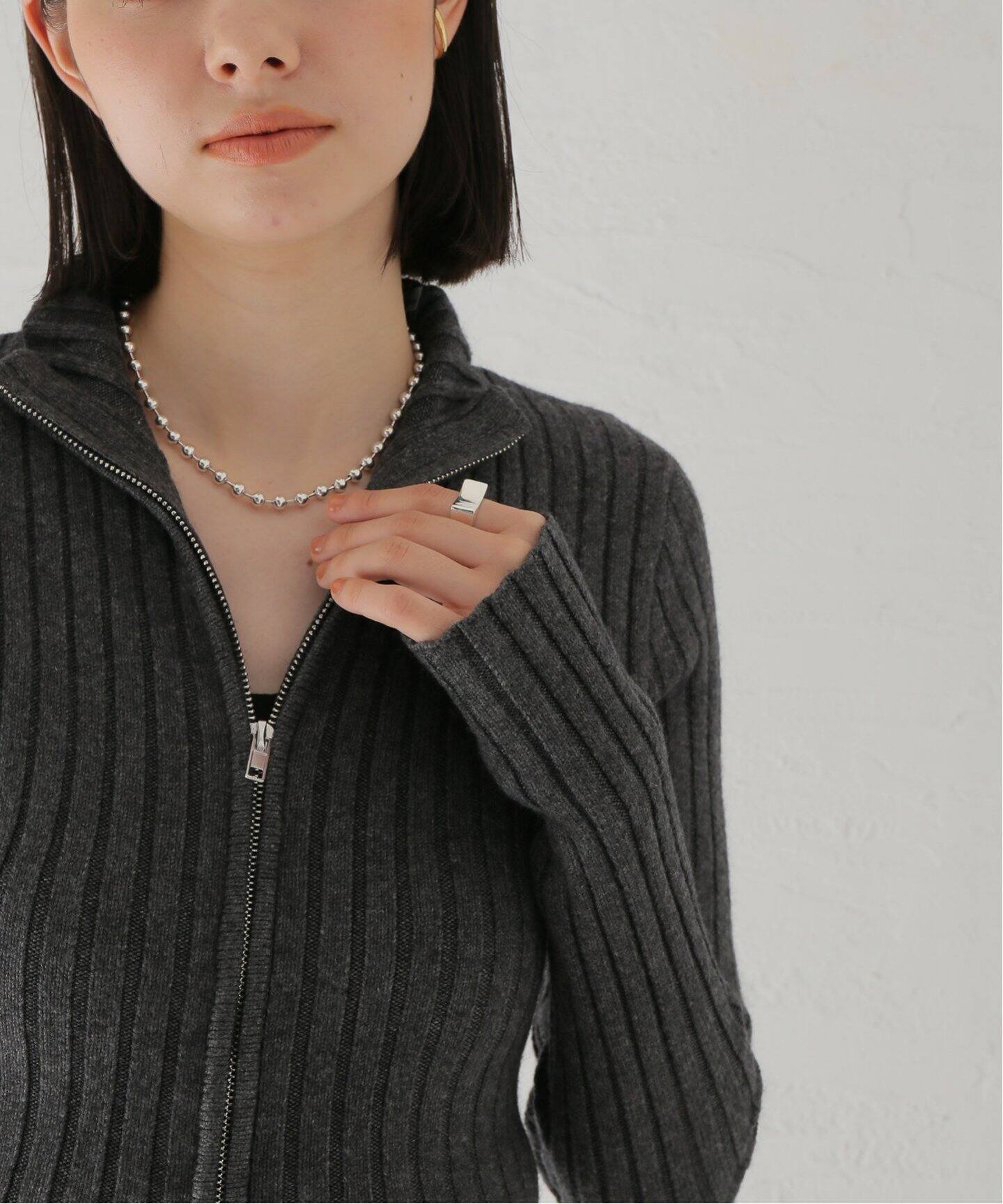 Danielle Guizio】NELL ZIP UP：ニットカーディガン（カーディガン  