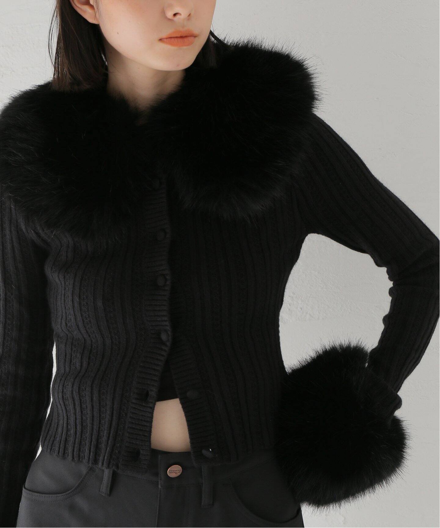 Danielle Guizio】HEART POINTELLE KNIT CARDIGAN：カーディガン  