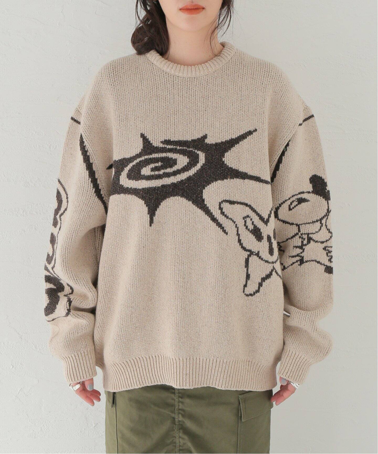 Carne Bollente/カルネボレンテ】Cartoon Wetwork Knit：ニット 