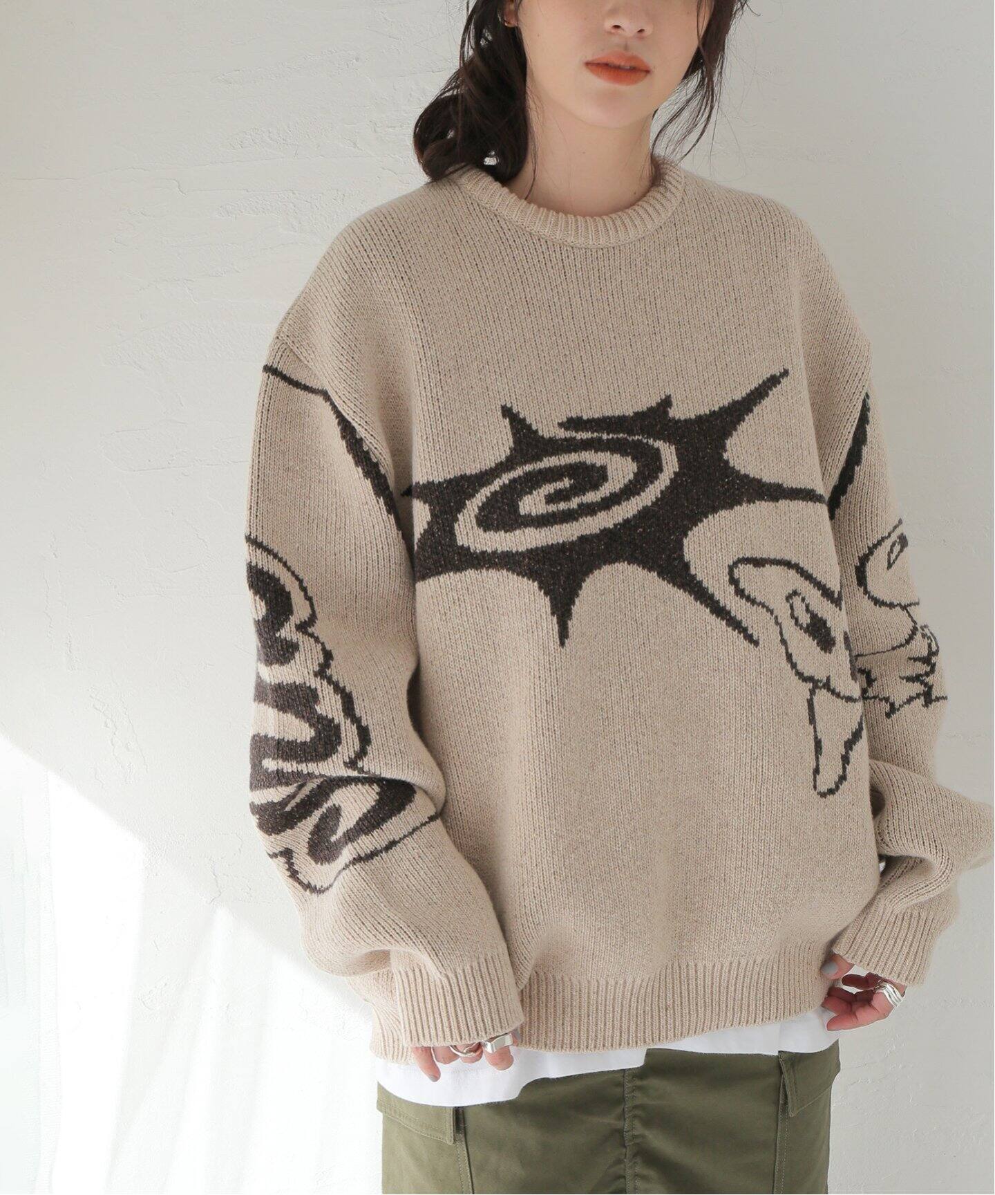 Carne Bollente/カルネボレンテ】Cartoon Wetwork Knit：ニット  
