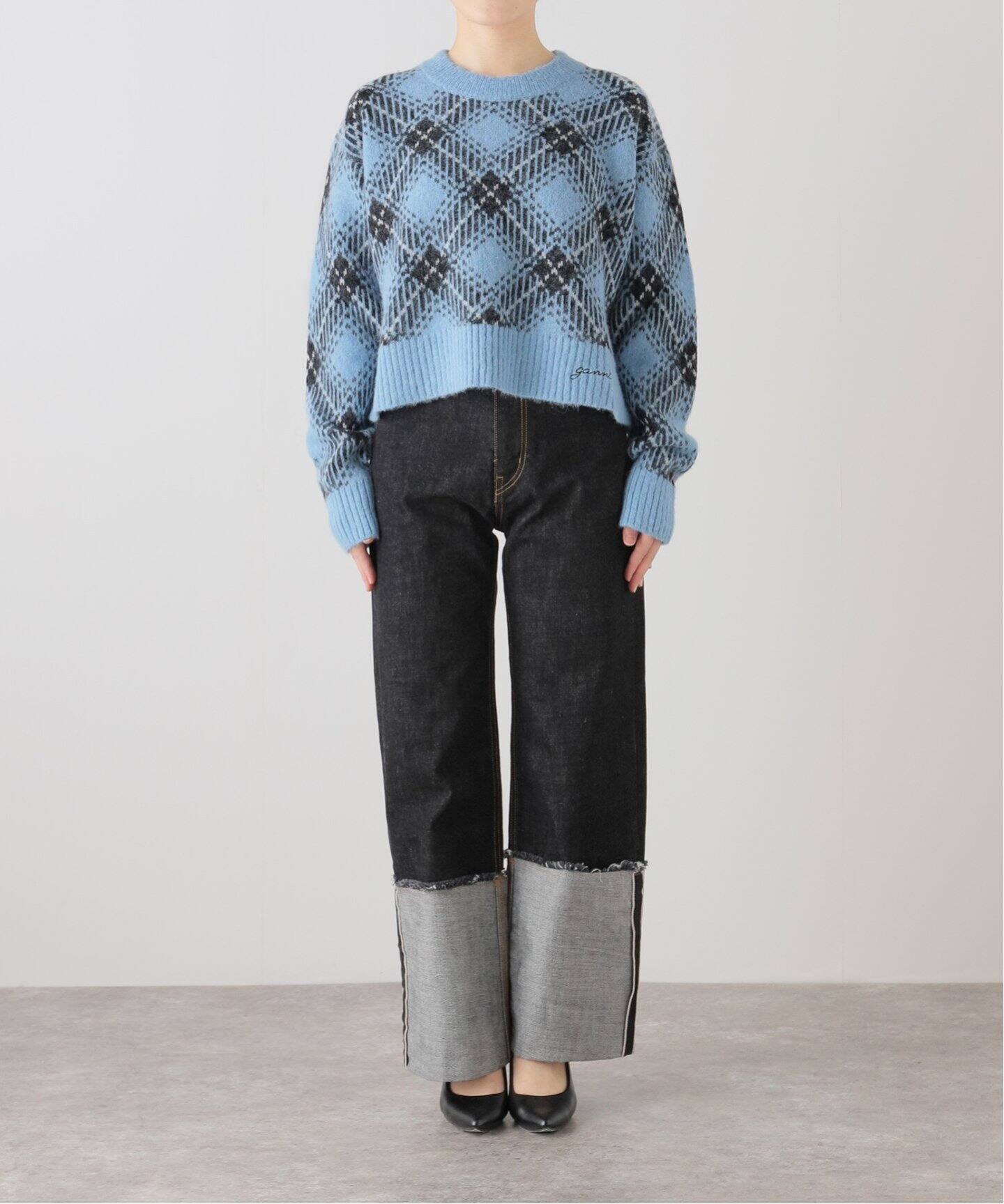 GANNI / ガニー】 Check Wool Oversized Pullover：ニット（ニット 