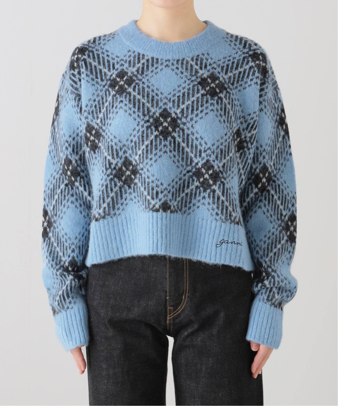 GANNI / ガニー】 Check Wool Oversized Pullover：ニット（ニット  