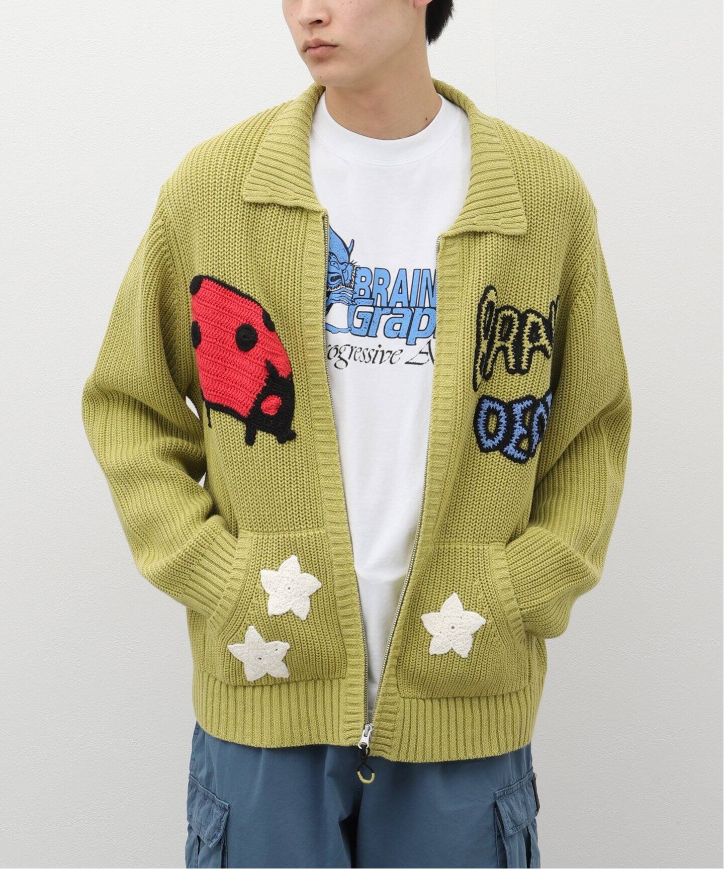 BRAIN DEAD/ブレインデッド】Buggin Out Crochet Zip Cardi 