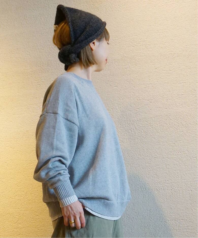 COTTONテンジク バイカラークルーネックプルオーバー（ニット  