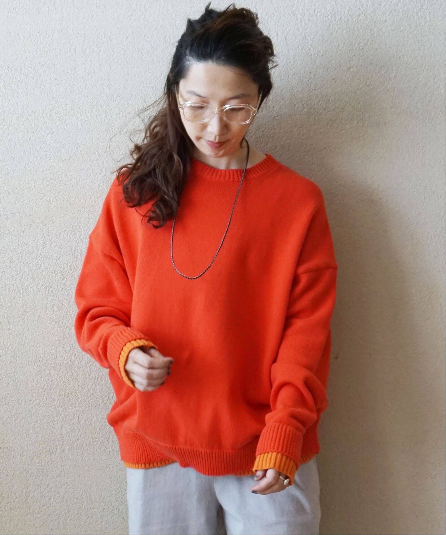 COTTONテンジク バイカラークルーネックプルオーバー（ニット 