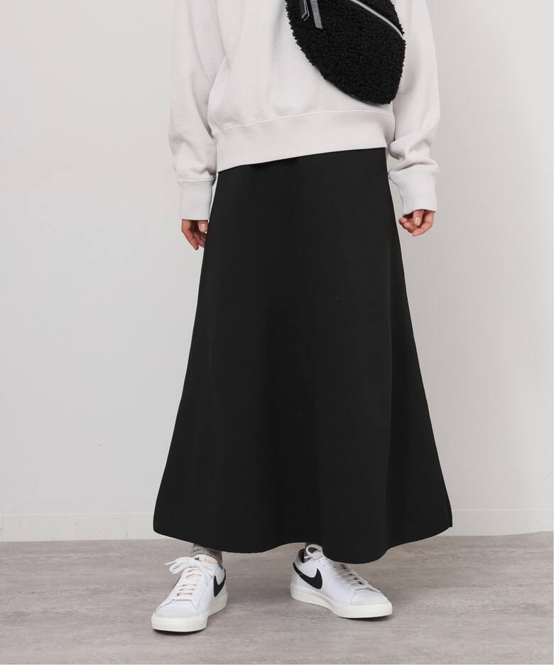 追加2》ウォッシャブルスポンジニットフレアスカート（ロング・マキシ  