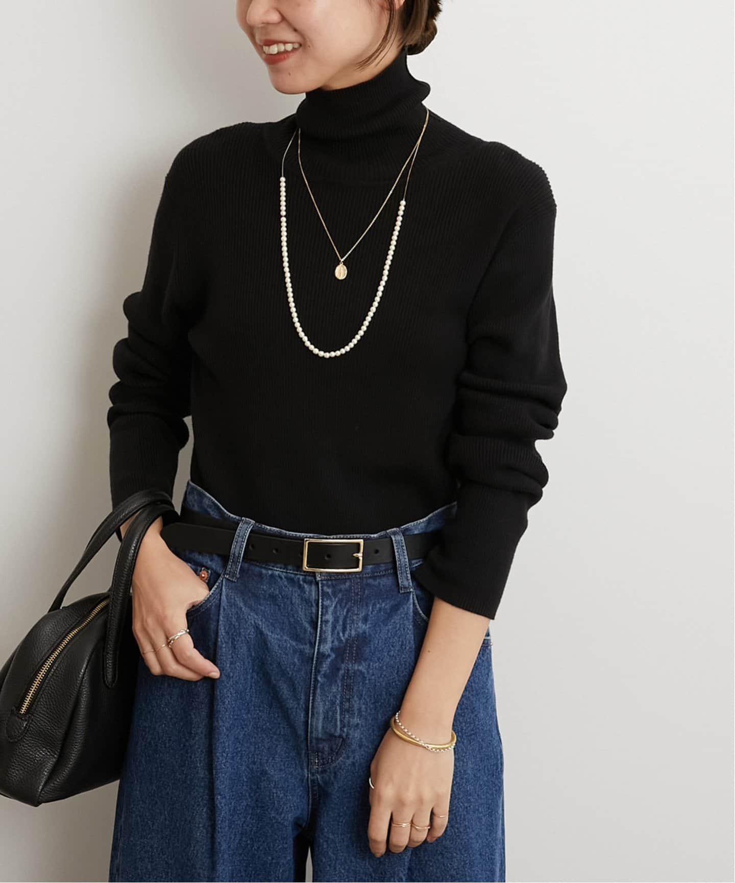 ジャーナルスタンダードタートルネックプルオーバー　ブラック 追加3》スイスオーガニックコットンタートルネックプルオーバー