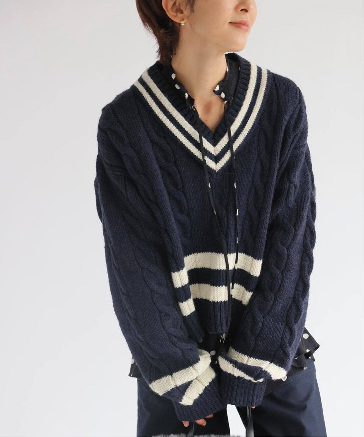別注【Oldderby Knitwear】*RELUME Wide V/N P/O：ニット（ニット 