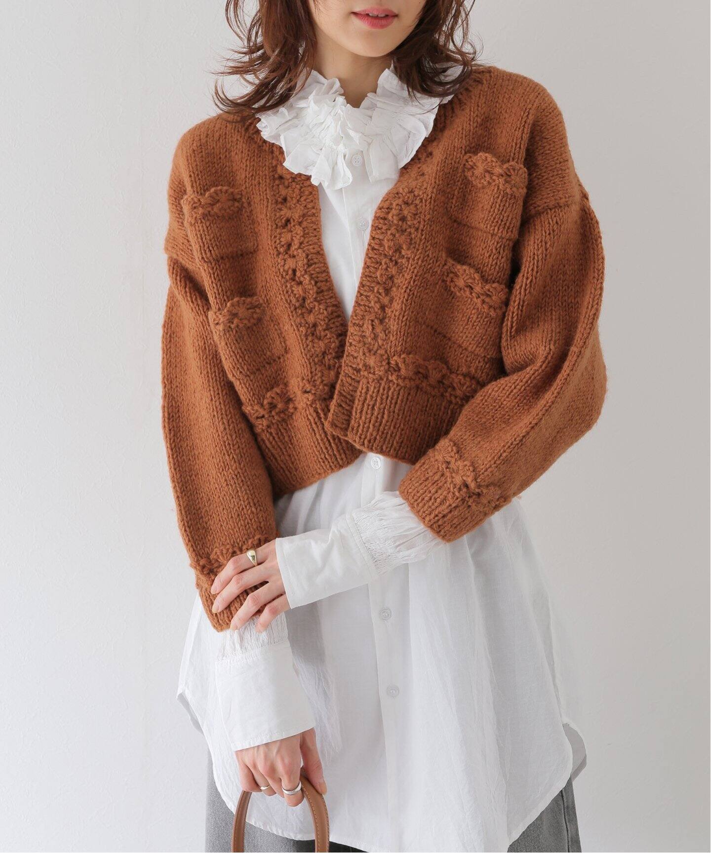 crinkle crinkle crinkle】hand knit mini jacket：ニットジャケット 