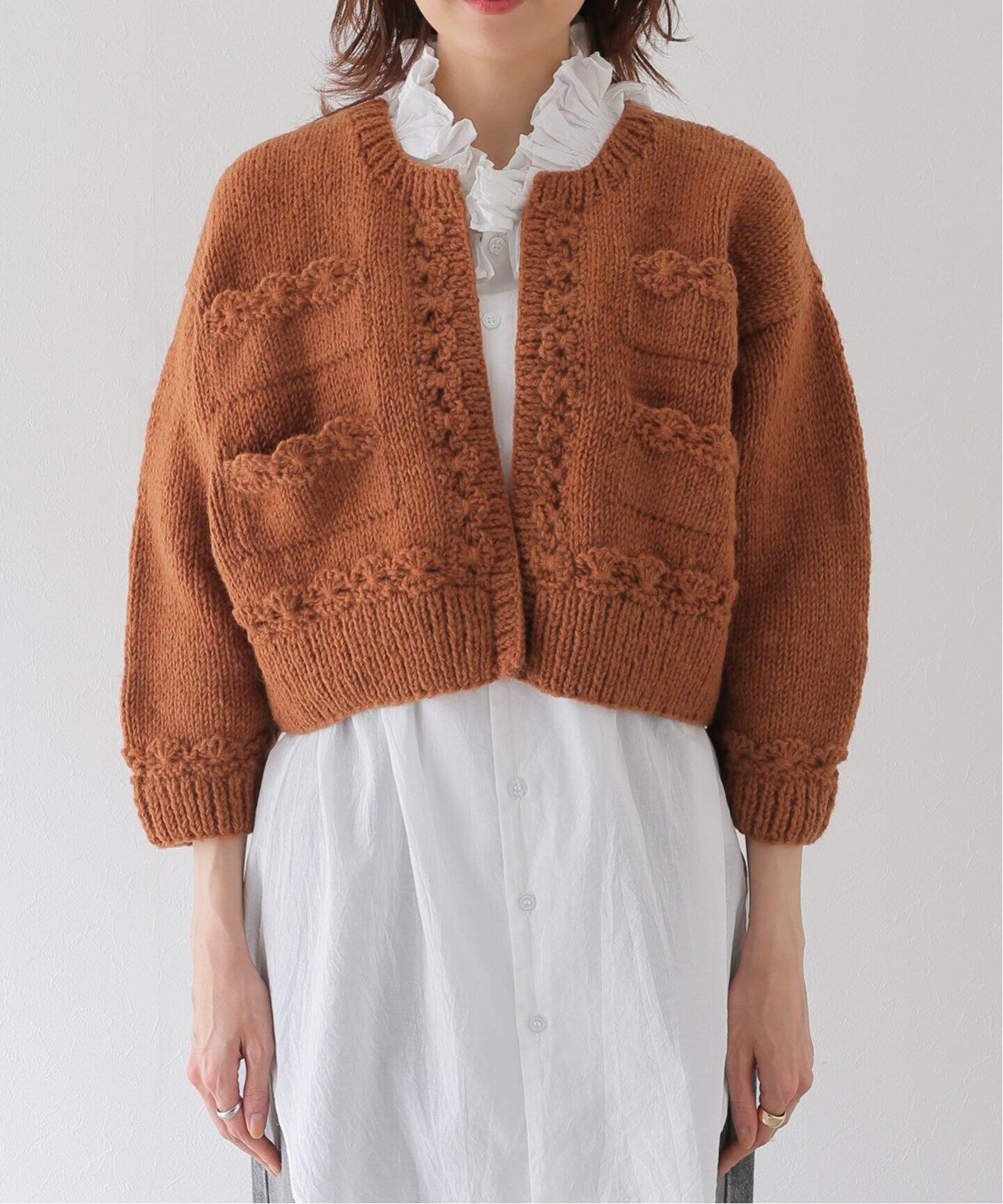 crinkle crinkle crinkle】hand knit mini jacket：ニットジャケット 