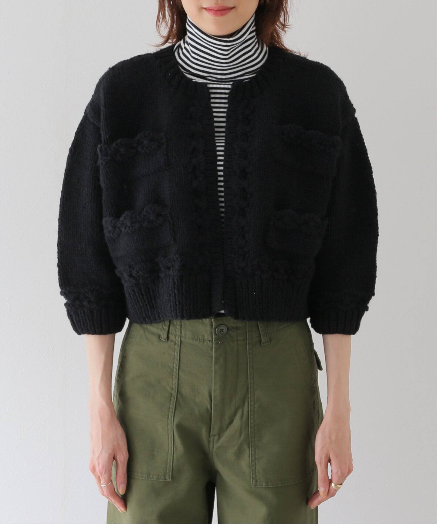 crinkle crinkle crinkle】hand knit mini jacket：ニットジャケット 