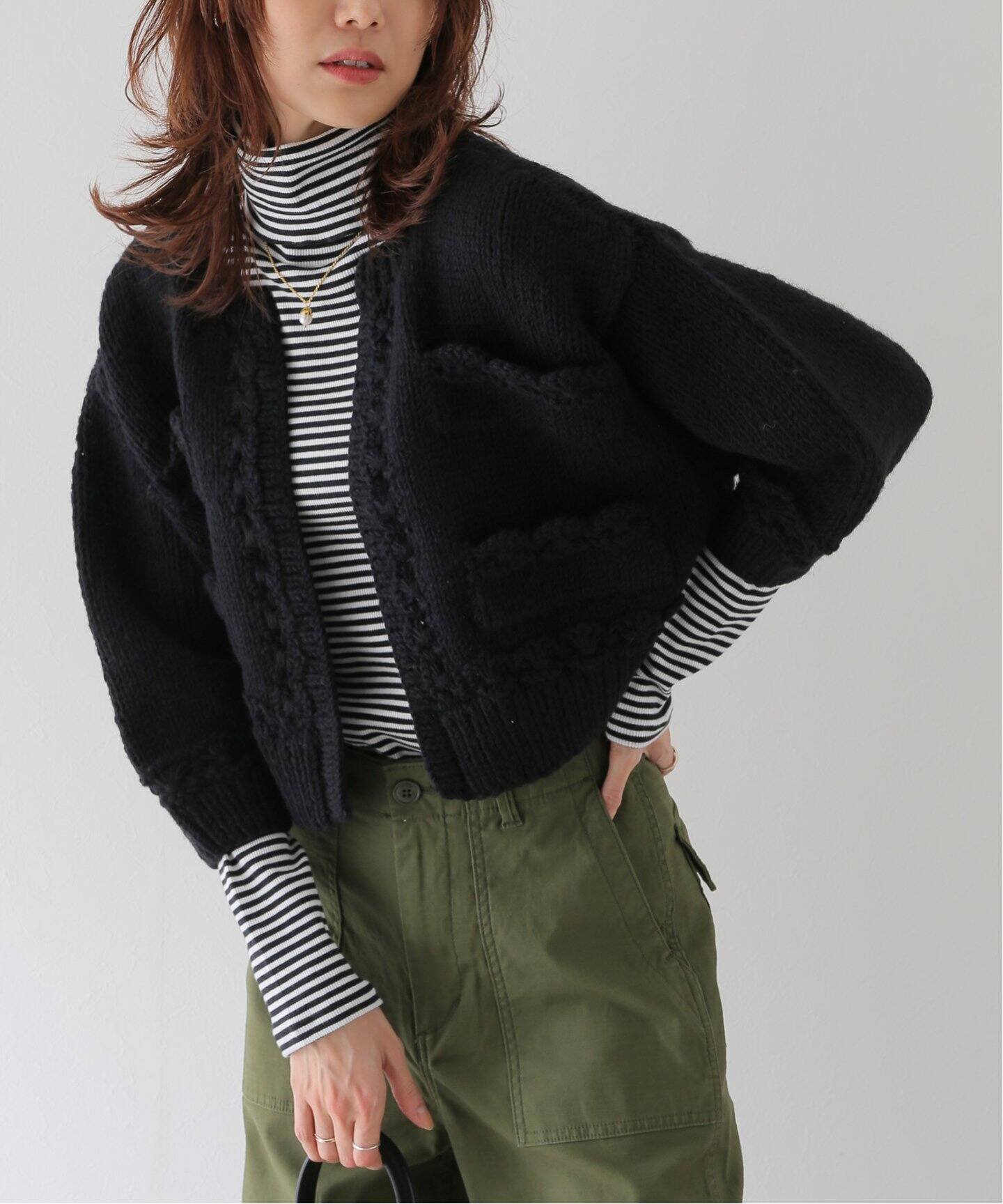 crinkle crinkle crinkle】hand knit mini jacket：ニットジャケット 