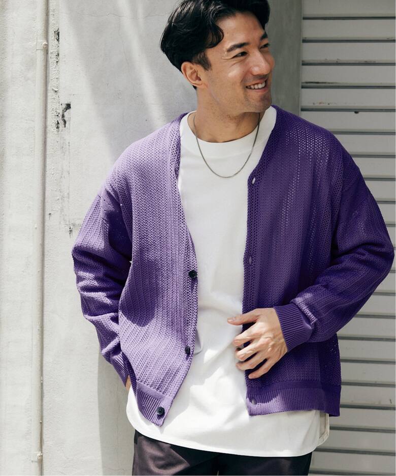 カーディガン+カットソー2点SET】リサイクルポリエステルニット  