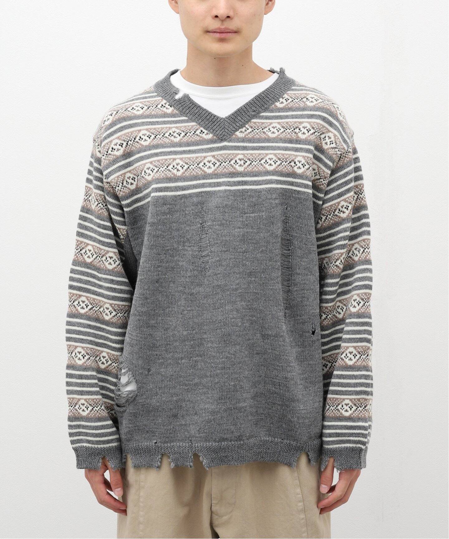 NOMA t.d. / ノーマ ティーディー】Fair isle Damaged Sweater（ニット 
