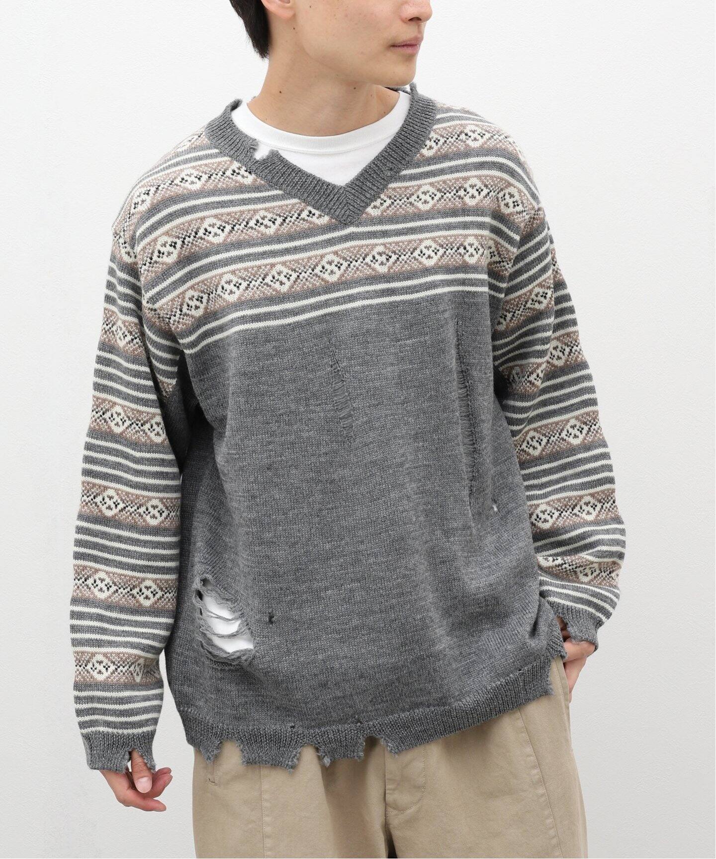 NOMA t.d. / ノーマ ティーディー】Fair isle Damaged Sweater（ニット 