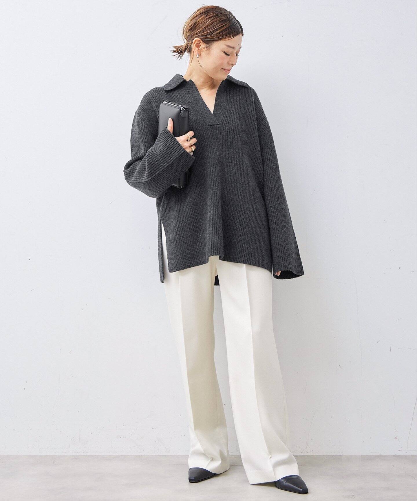 TOTEME/トーテム】 Ribbed 新しく ニット ポロカラーリブプルオーバー 