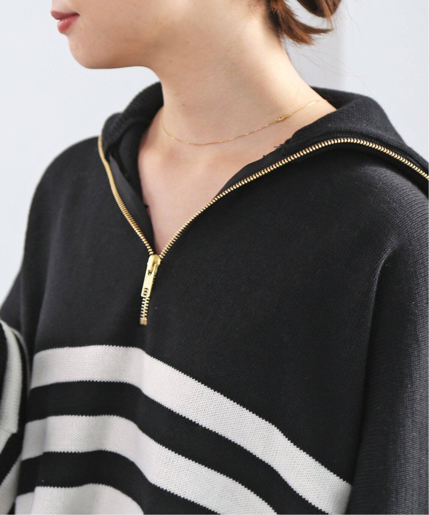 TRICOTS JEAN MARC/トリコット ジーン マーク】 BLACK BORDER HALF ZIP  