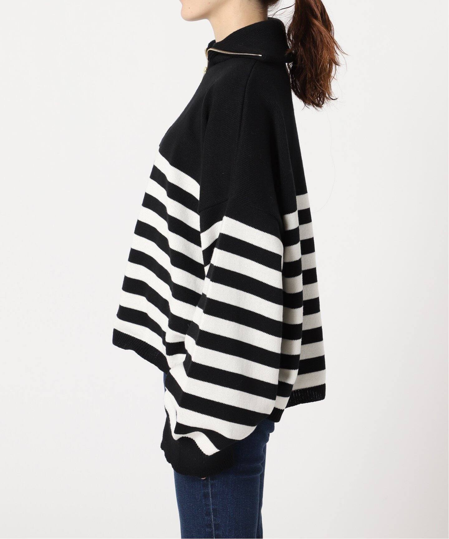 TRICOTS JEAN MARC/トリコット ジーン マーク】 BLACK BORDER HALF ZIP  