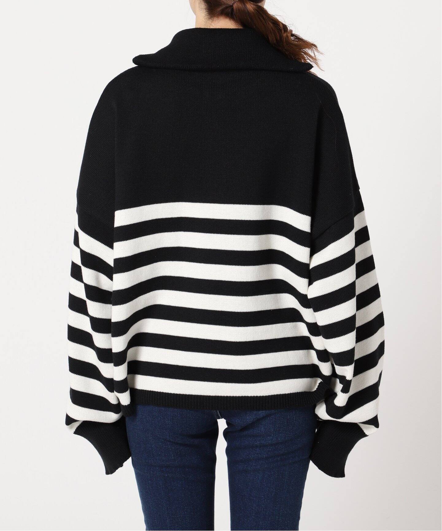 TRICOTS JEAN MARC/トリコット ジーン マーク】 BLACK BORDER HALF ZIP  