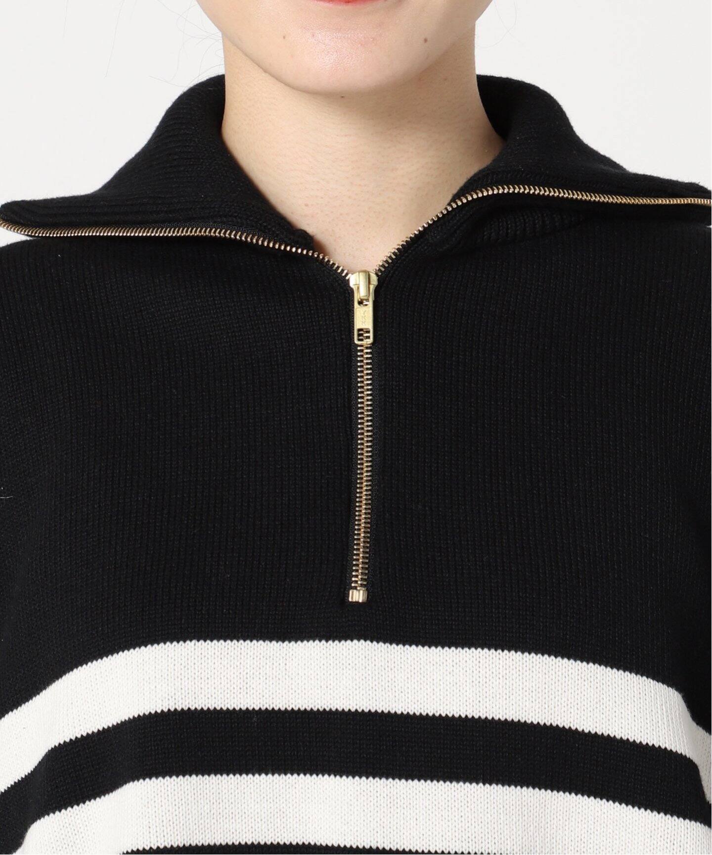 TRICOTS JEAN MARC/トリコット ジーン マーク】 BLACK BORDER HALF ZIP 