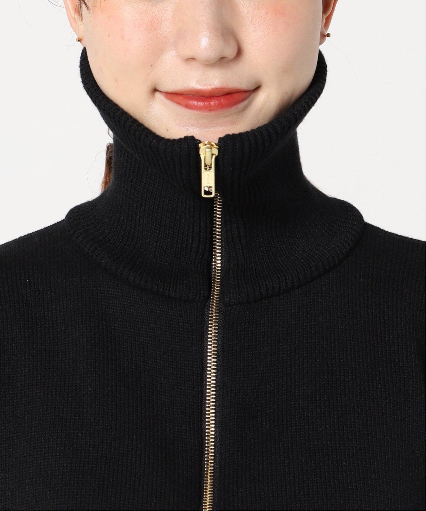 TRICOTS JEAN MARC/トリコット ジーン マーク】 BLACK BORDER HALF ZIP  