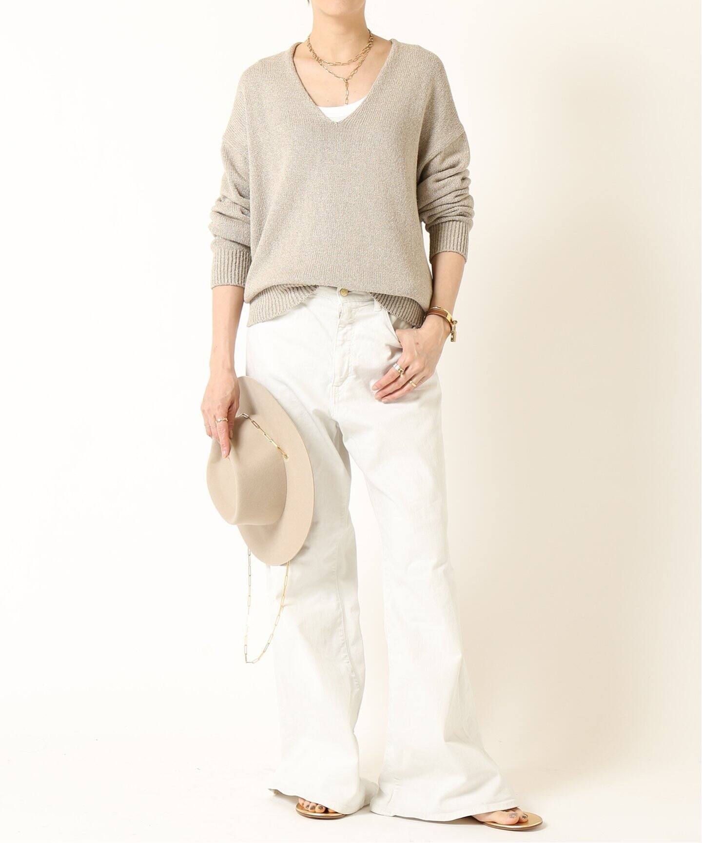 Lily Linen Vネック プルオーバー（ニット／セーター）｜MUSE de  
