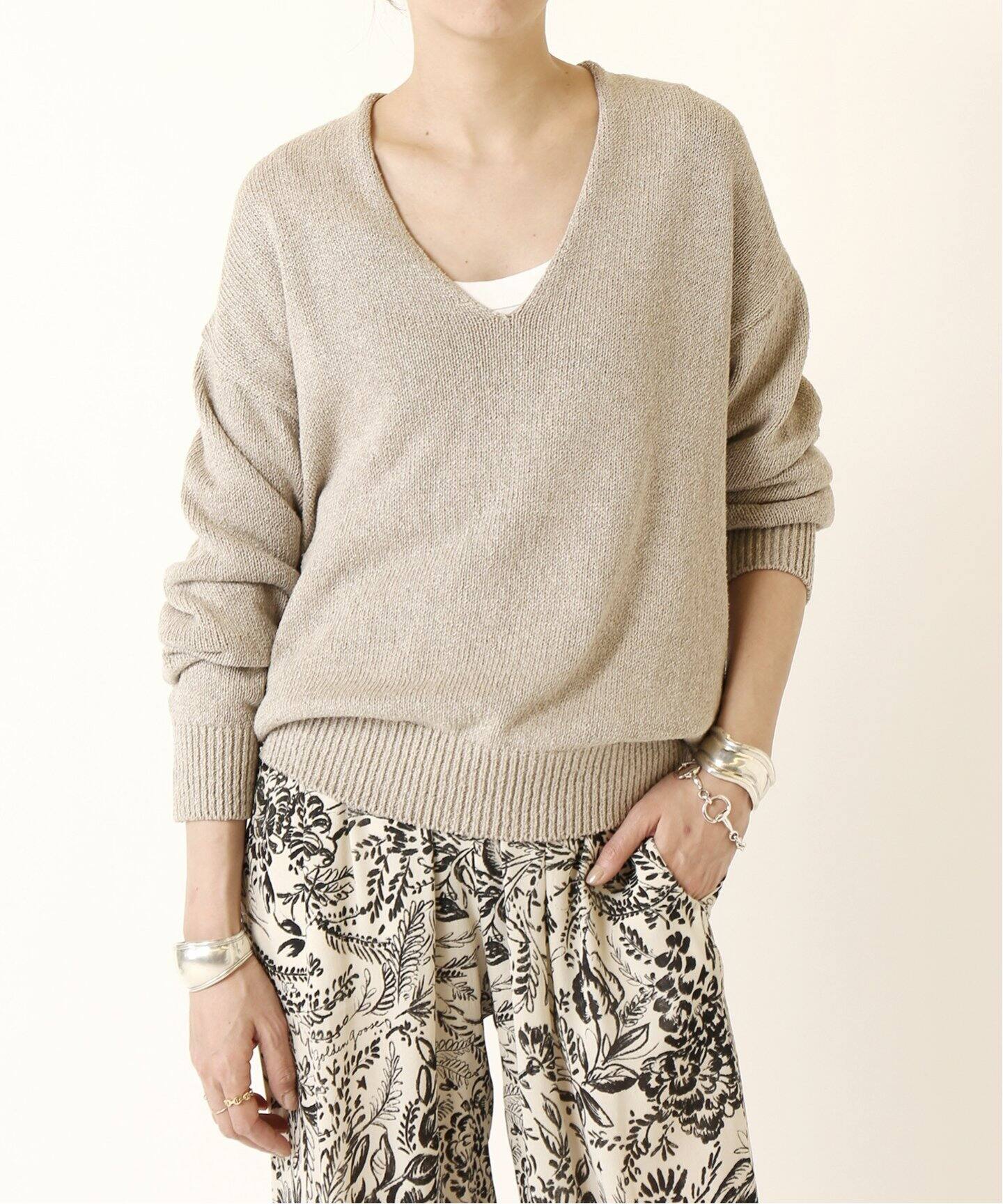 Lily Linen Vネック プルオーバー（ニット／セーター）｜MUSE de  