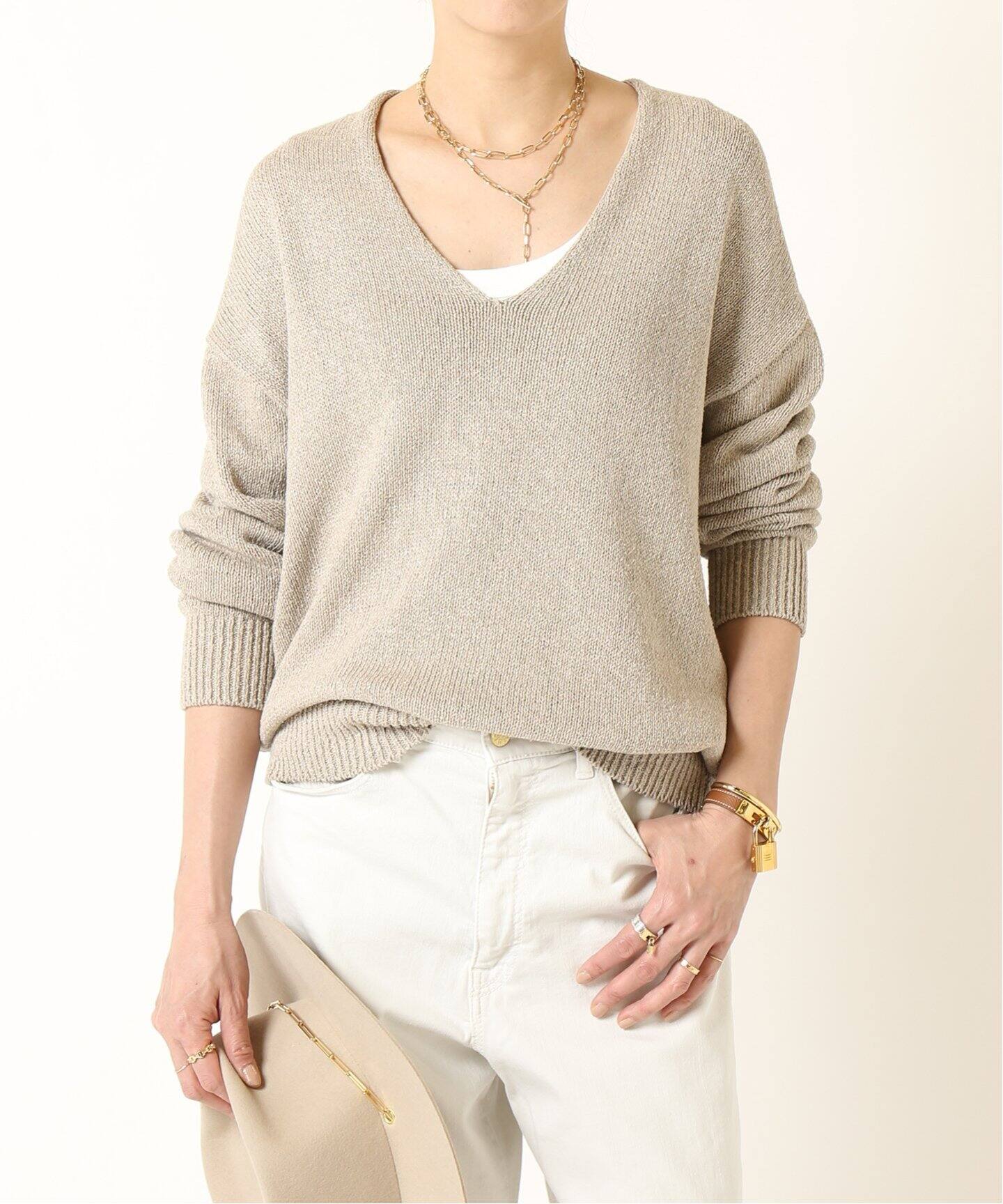 Lily Linen Vネック プルオーバー（ニット／セーター）｜MUSE de  