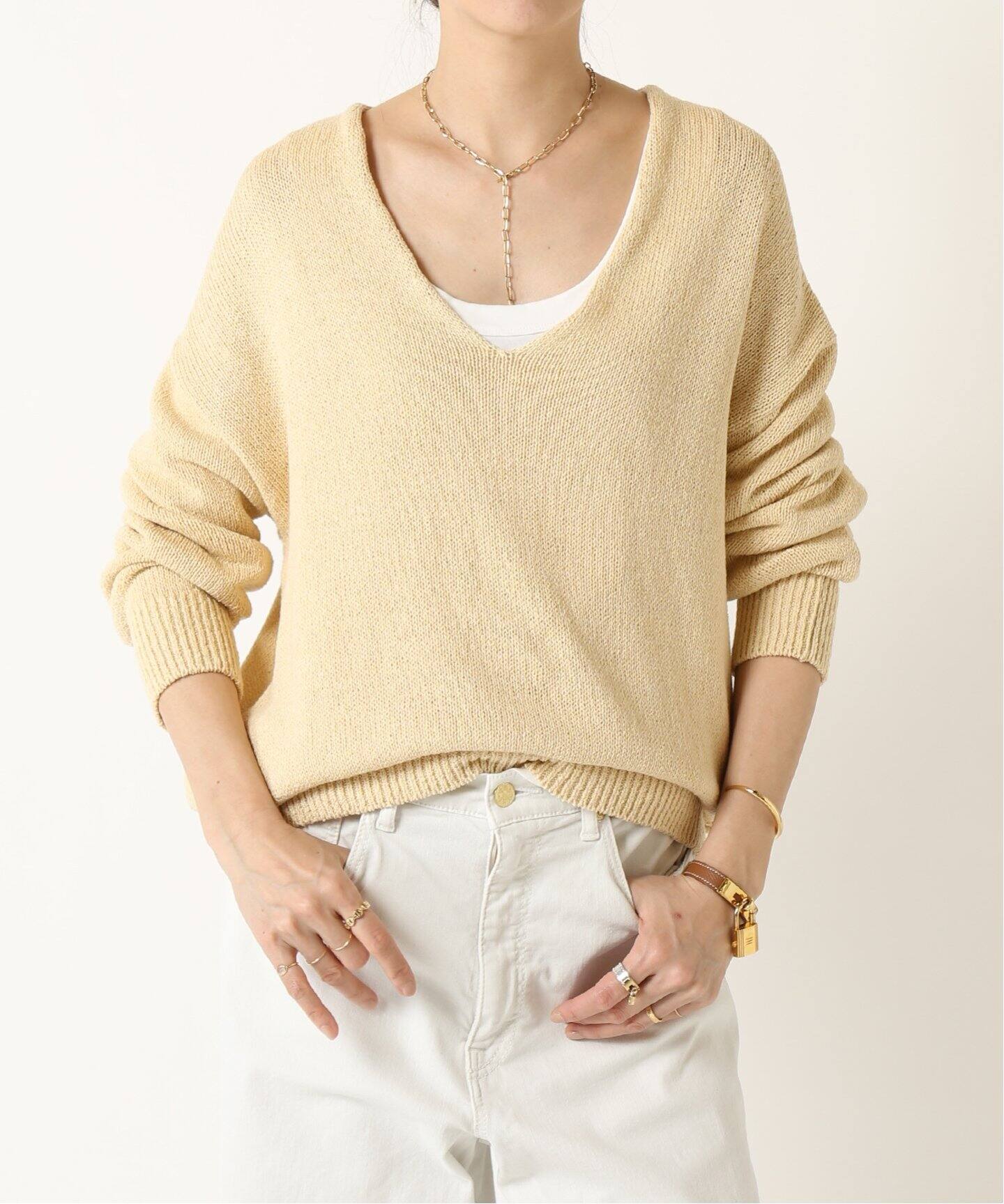 Lily Linen Vネック プルオーバー（ニット／セーター）｜MUSE de  