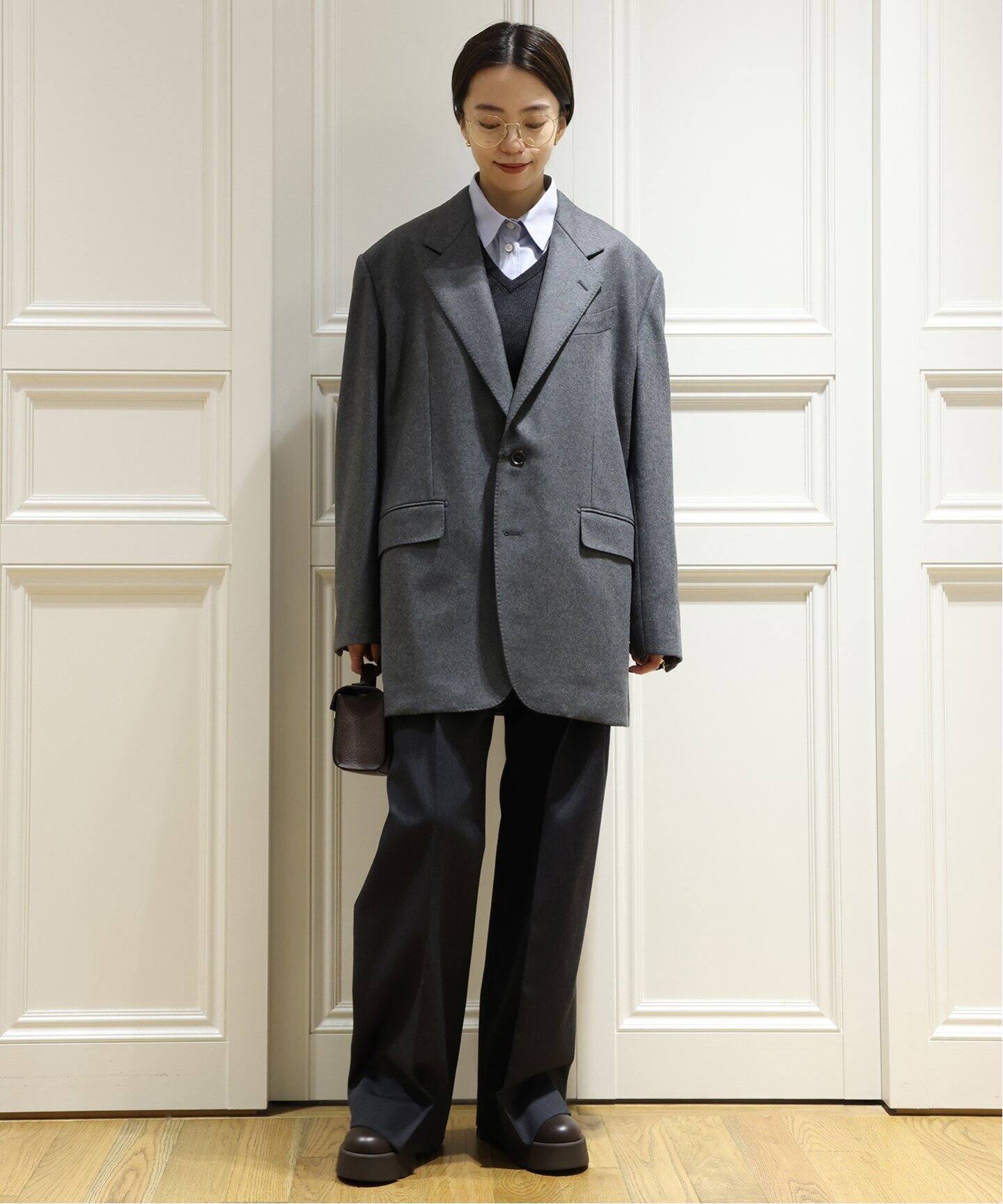 Cropped Rib Vネックプルオーバー（ニット／セーター）｜MUSE de  