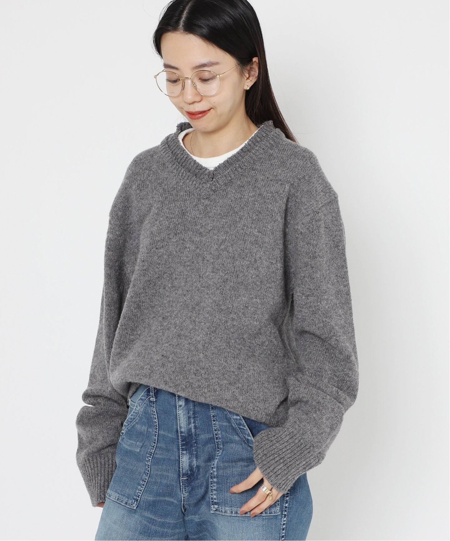 MAISON MARGIELA/メゾン マルジェラ】ELBOW PATCHES Vネック ニット  