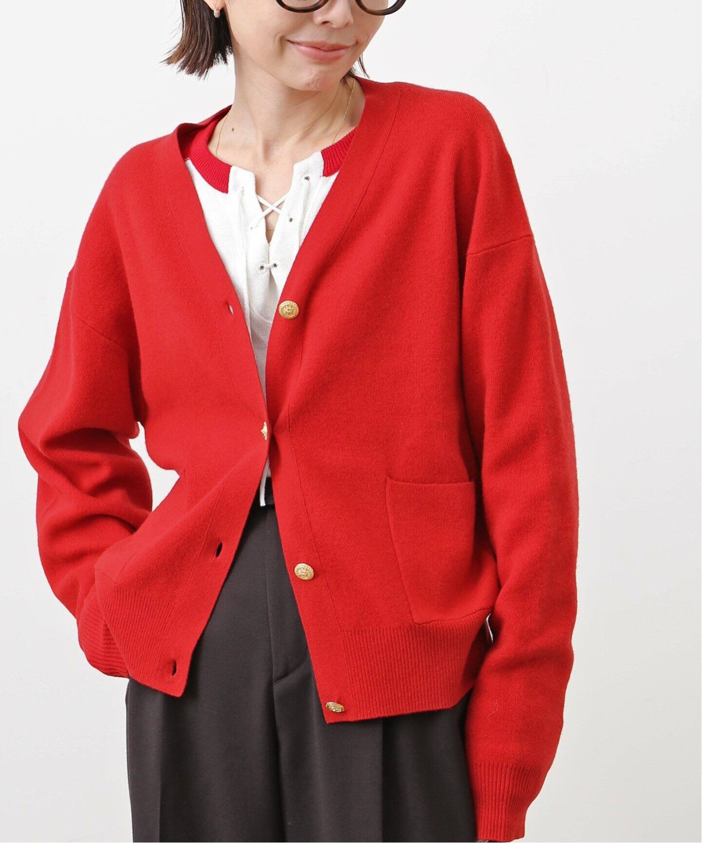 GOLD BUTTON CARDIGAN（ニット／セーター）｜L 
